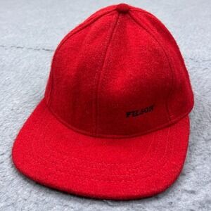 Filson Co Hat Mackinaw Logger Forester 100% Wool Red Woven Cloth‎ Cruiser Cap